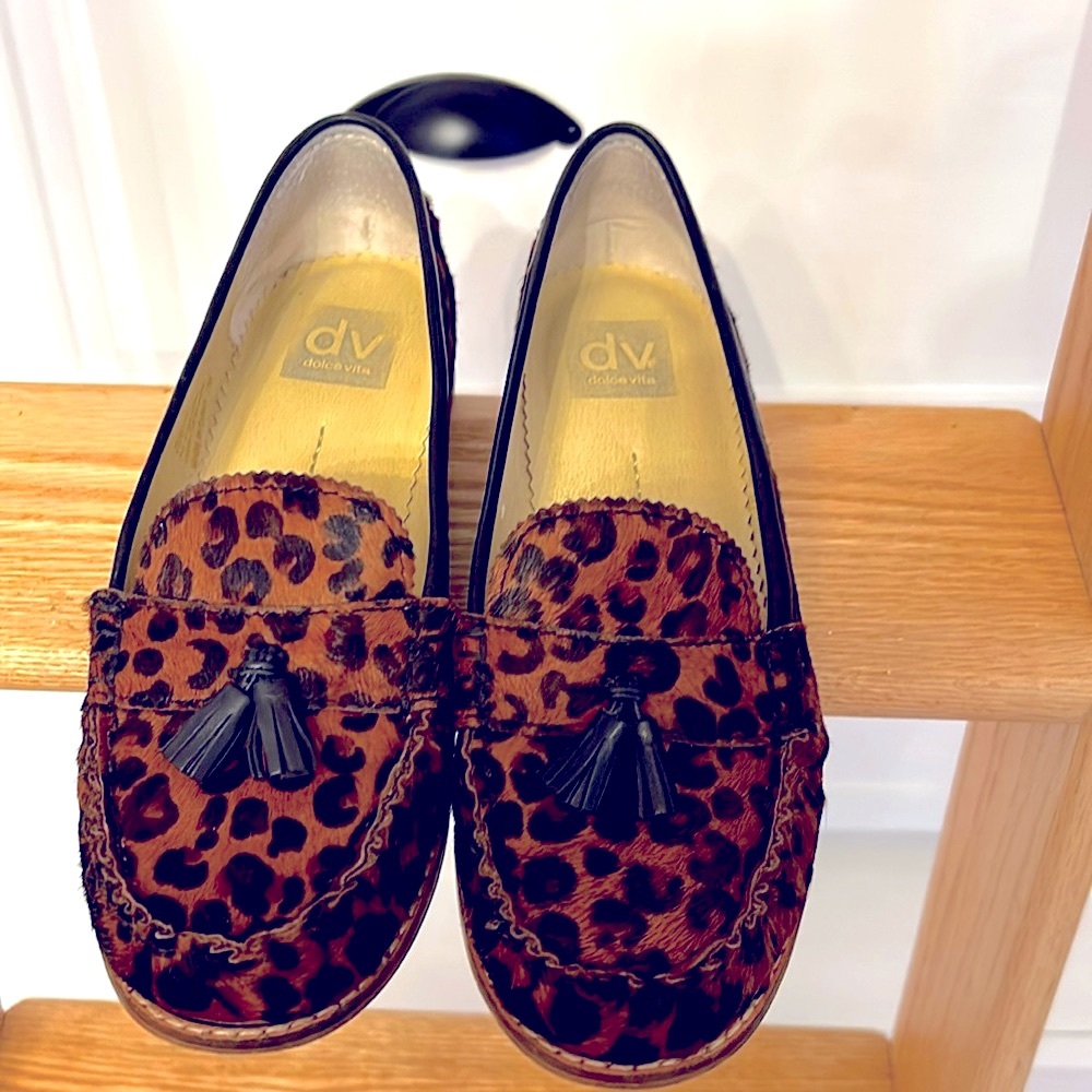 Dolce Vita size 7 cheetah print loafers, calf hair/leather. Excellent condition